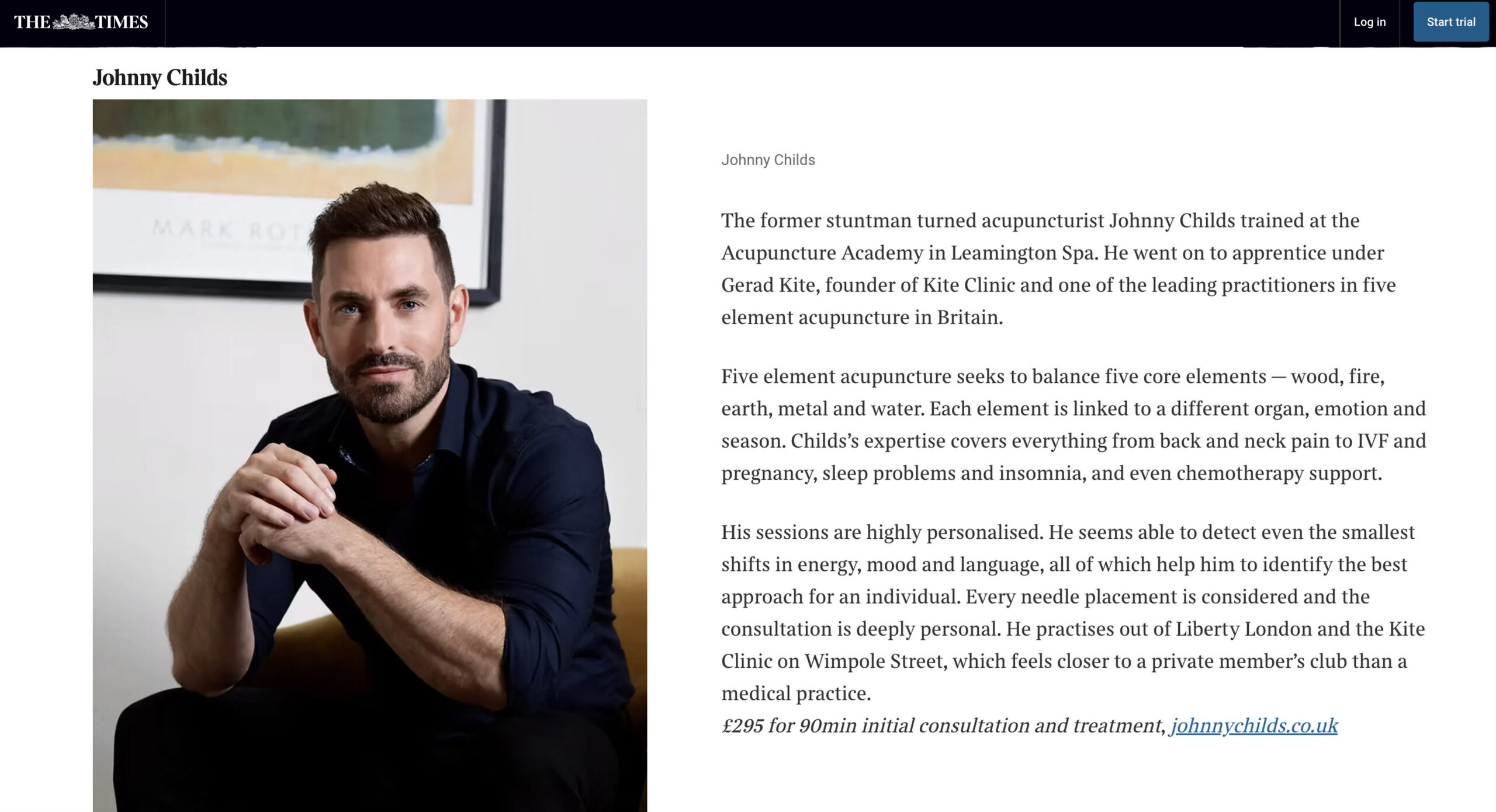 The times article acupuncturist